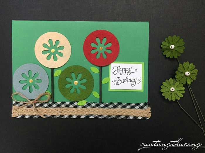 Thiệp hoa cúc Happy birthday mẫu 3